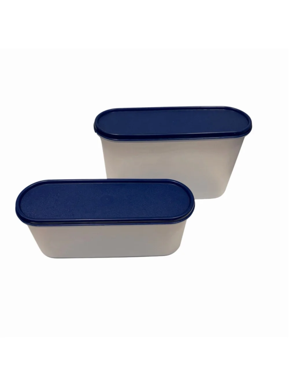 Tupperware Modular Mates Oval‎ #2 #3 Pantry Storage Canister Set 2 Blue Seals